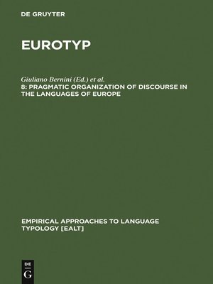cover image of Pragmatic Organization of Discourse in the Languages of Europe